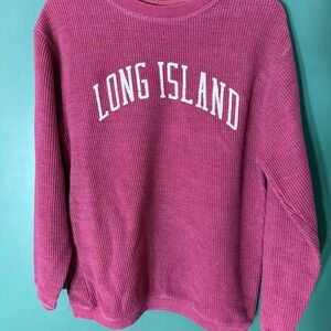 MV Sport Long Island Vintage‎ Crewneck Sweatshirt Pink Burgundy Mens Medium